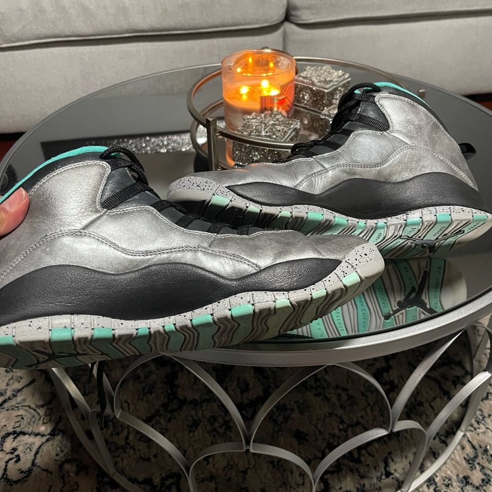 Jordan Gray and Black Sneakers with Teal Accents